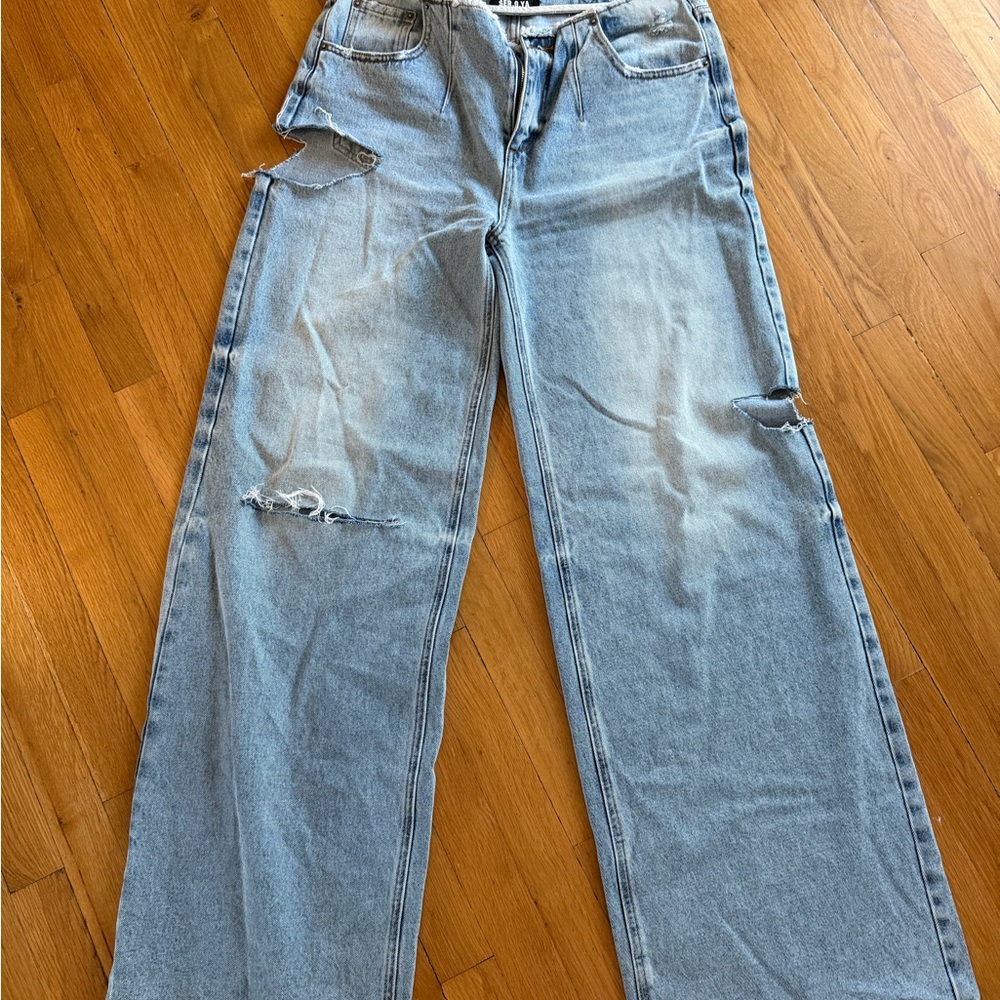SER.O.YA Light Blue Distressed Flare Jeans